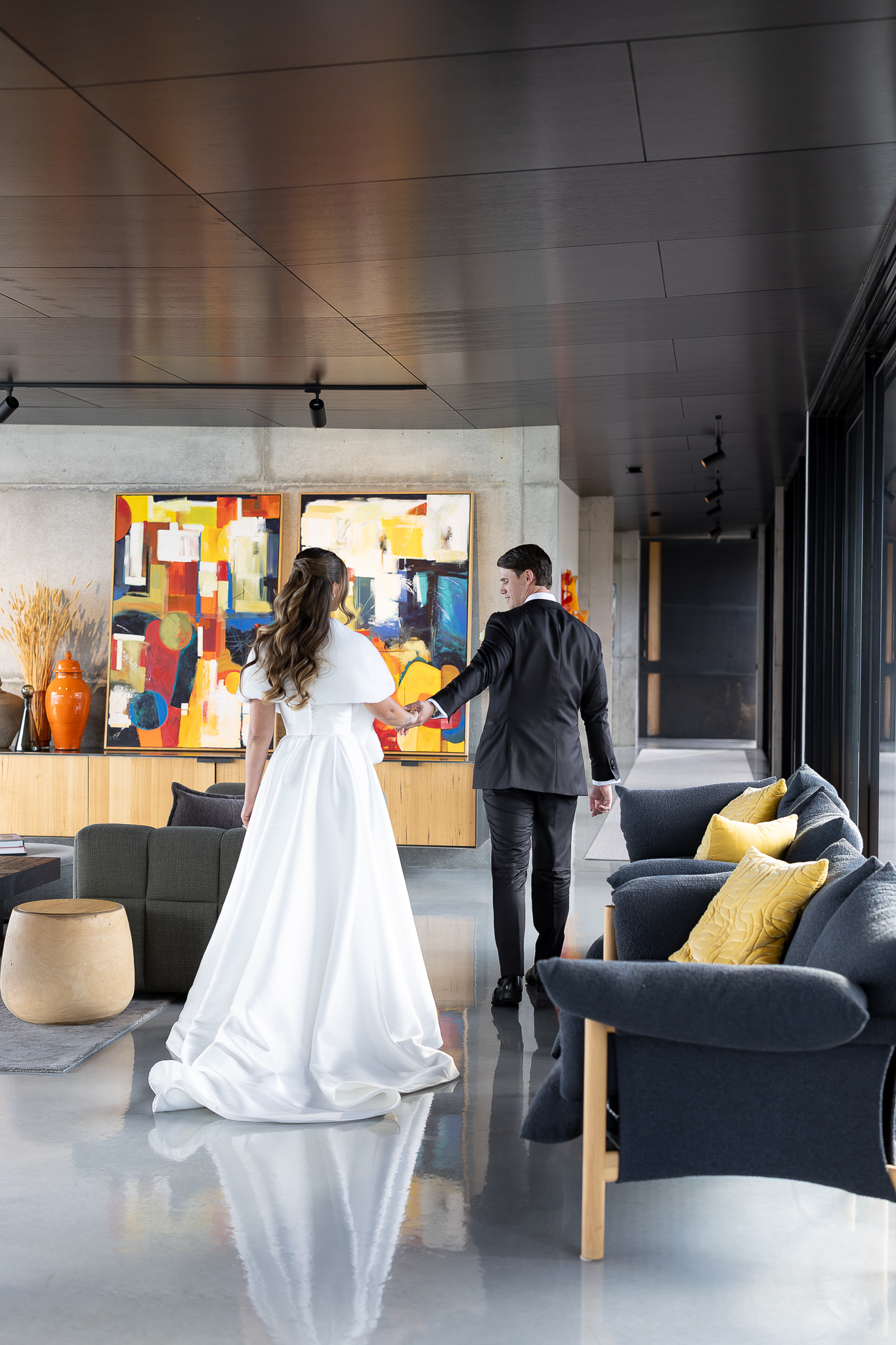 Couple — interior with artwork